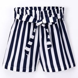 CrayonFlakes Candy Striped Printed Belted Shorts - Navy Blue-image-79