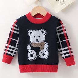 Kookie Kids Full Sleeves Sweater Bear Design- Navy Blue-image-35