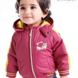 Babyoye Full Sleeves Hooded Sweat Jacket Bear Embroidery - Pink-image-47