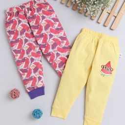 BUMZEE Pack Of 2 Watermelon Printed Pajamas - Yellow & Red-image-60