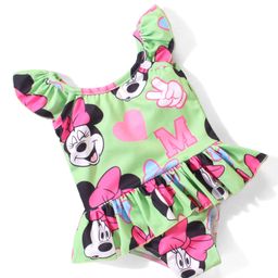 Babyhug Disney  Flutter Sleeves Frock Swimsuit with Minnie Mouse  Print - Multicolour-5