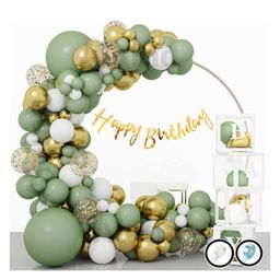 Bubble Trouble Green Golden Birthday Decoration Kit 67 Pcs Set for Boys Girls Kids - Happy Birthday Cursive Banner, Confetti Balloons, Chrome Balloons, Pastel Balloons, Balloons Arch Strip, Glue Dots Strip-image-39