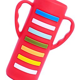 THE LITTLE LOOKERS Baby Bottle Cover with Handle/ Silicone Warmer Cover for Baby/Newborn/Infants/Toddlers - Red 240ml-25