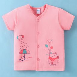 Tango Interlock Half Sleeves Teddy Printed Jhabla - Coral-11