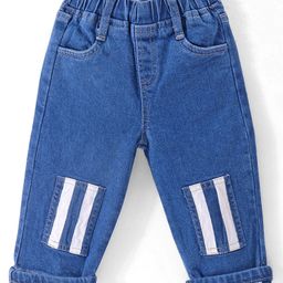 Kookie Kids Cotton Lycra Denim Full Length Jeans With Stripes Detailing - Blue-image-63