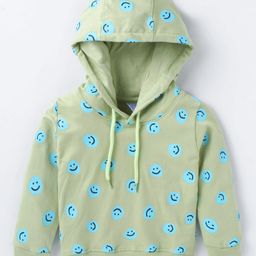 Tango Looper Knit Full Sleeves Hooded Sweatshirt with Print - Green-image-38