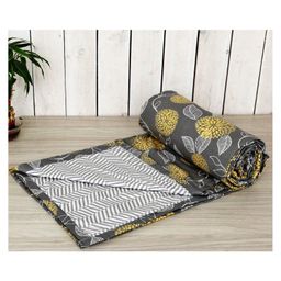 Trance Home Linen Pure Malmal Cotton Multipurpose Baby Dohar - Grey Yellow Abstract-27