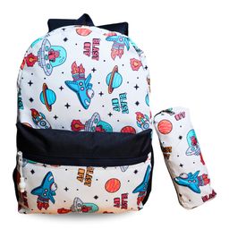 Bad Habit Kids Sport Series Backpack Stylish White Print Design - Height 14 Inches-image-83