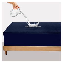 OYO BABY 100% Waterproof Premium Cotton Feel Mattress Protector Queen size 78x60 Inch| Ultra Soft Breathable & Hypoallergenic Fitted Bed Protector Terry Cover(Dark Blue)-picture-44