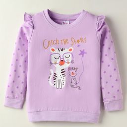 Tango Looper Knit Full Sleeves T-Shirt with Stars & Animal Print - Mauve-image-89