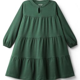 Primo Gino Cotton Knit Full Sleeves Solid Colour Tier Frock - Green-picture-37