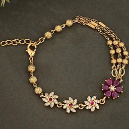 Anouk Gold Plated Cubic Zirconia Link Bracelet-image-85