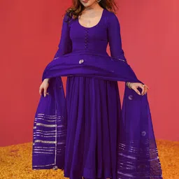 KALINI Scoop Neck Anarkali Kurta With Trousers & Dupatta-41