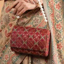 gaura pakhi Embroidered Foldover Clutch-4