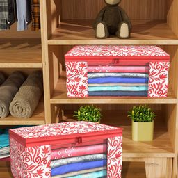 Kuber Industries Red & White 4 Pieces Printed Drawer Organisers image 2