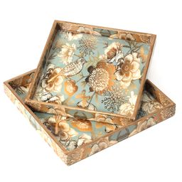 Duli Square Enamel Coated Multipurpose Serving Trays for Home and Dining Table - Set of 2 image 3