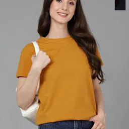 Adyavastram Women Pack of 2 Solid Round Neck Cotton T-shirts-picture-31
