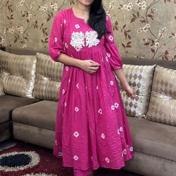 KALINI Floral Embroidered Anarkali Kurta With Trousers-picture-31