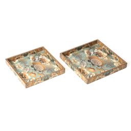 Duli Square Enamel Coated Multipurpose Serving Trays for Home and Dining Table - Set of 2 image 4