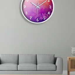 OLIVE TREE White & Purple Printed Contemporary Wall Clock-image-5