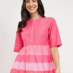 Pink Fort Striped Cotton Boxy Longline Top-image-7