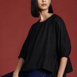all about you Pleated Cotton Linen Top-image-31