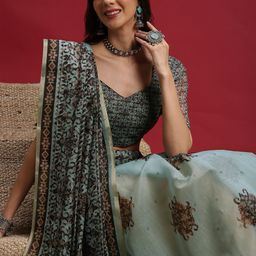 all about you Ethnic Motifs Printed Zari Block Print Saree-picture-46