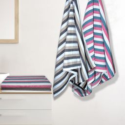 Athom Living Iris Beige & Pink 4 Pieces Striped Cotton 210 GSM Bath Towels-39