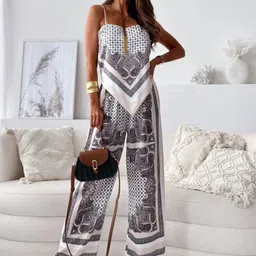 MIAKEE Shoulder Straps Top With Palazzo Co-Ords-image-5