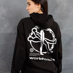 PRONK Women Cotton Conversational Printed Hood Sweatshirt-picture-12