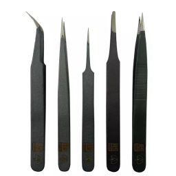 RS PRO Tweezer Set Steel Curved Fine Rounded Sharp ESD, 2498654-17