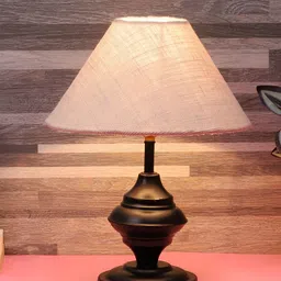 BrightDaisy White & Black Printed Metal Frusturical Shaped Table Lamp-58