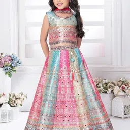 JAY NAGNATH FAB Girls Embellished Mirror Work Ready to Wear Lehenga & Blouse With Dupatta-image-76
