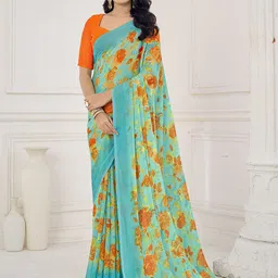 LeeliPeeri Designer Floral Pure Chiffon Saree-image-55