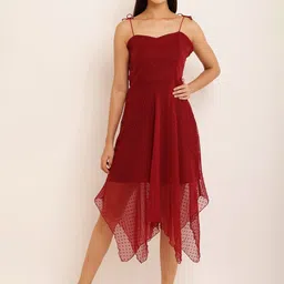 Mast & Harbour Fancy Stylish Women Self Design Shoulder Straps Georgette Dress-image-9