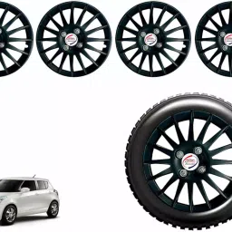 Auto Pearl CBK46 R14 35.56 cm (14 Inch) Press Type Wheel Hubcap with Retention Ring Glossy Black Wheel Cover for Maruti Swift AMT ZXI Petrol (Set of 4)-image-56