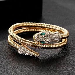 DressBerry Women American Diamond Antique Gold-Plated Bangle-Style Bracelet-5