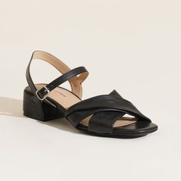 Peach Flores Leather Block Sandals with Buckles-1