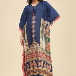 The Kaftan Company Ethnic Motifs Printed Kaftan Maxi Nightdress-picture-21