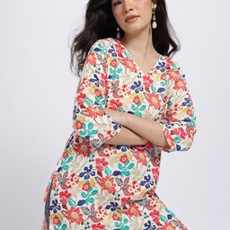 Anouk Rustic Floral Printed V-Neck Straight Kurti-picture-41