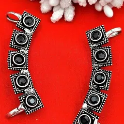 Yash Jewels Emporiums Silver-Plated Stones Studded Square Shaped Oxidised Earcuffs-65