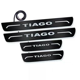 Auto Pearl Car Door Foot Step Led Sill/Scuff Plates Mirror Finish Black Compatible For Tata Tiago 2020 Xt Xz Model, LEDBlklPLATE_Blk_Tiago2020XTXZModel (Set of 4)-picture-35