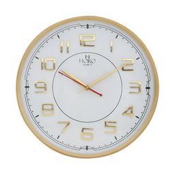 Horo Gold-Toned & White Printed Contemporary Wall Clock-18