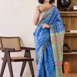 Mitera Ethnic Motifs Ready to Wear Bagru Saree-image-35