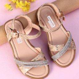 Cute Walk by Babyhug Sandals with Studded Lace - Gold-image-81