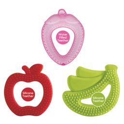 Bee Baby Fruit Shape Soft Silicone & Water Filled Teethers - Red & Green-1
