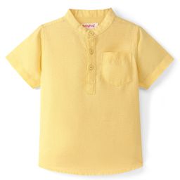 Babyhug Cotton Linen Half Sleeves Kurta Style Mandarin Neck Shirt - Yellow-image-1