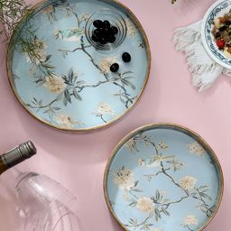 Duli Round Enamel Coated Multipurpose Serving Trays for Home and Dining Table - Set of 2-22