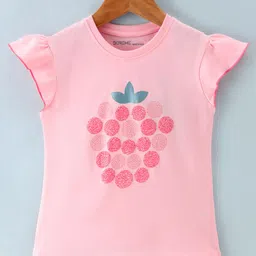 Doreme Single Jersey Frill Sleeves Printed Top - Pink-picture-3