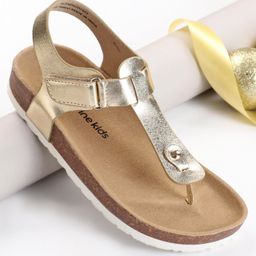 Pine Kids Velcro Closure Sandals - Golden-picture-5